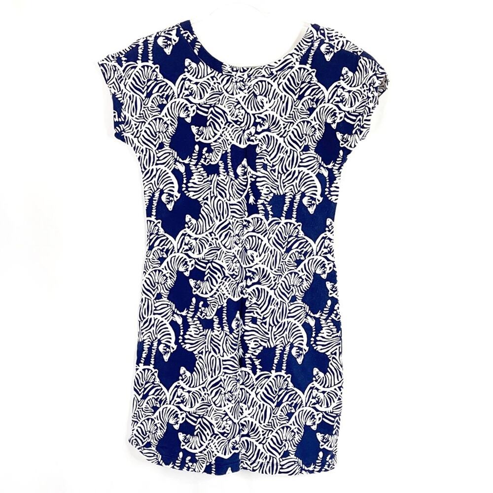 Lilly Pulitzer I Herd You Anastasia Zebra Print Blue and White Dress Womens S